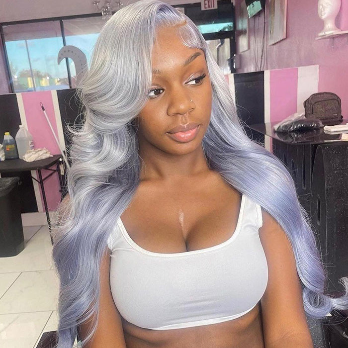 Grey Color Body Wave13x4 HD Lace Front Wigs Colored Human Hair Wigs With Baby Hair
