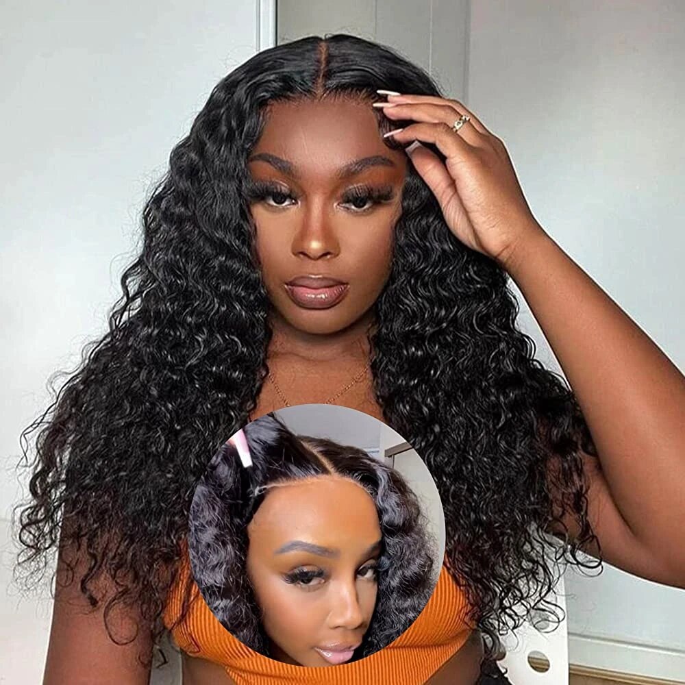 Wear & Go Upgrade 7X5 HD Lace Wig 13X4 Pre Cut Lace Deep Wave Human Hair Wig with Breathable Cap Beginner Glueless Wig