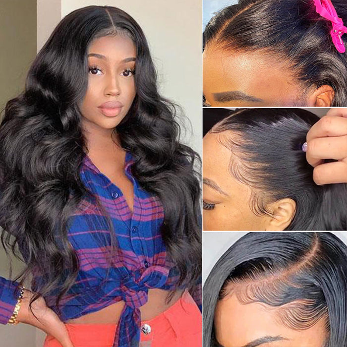 Bleached Knots 30inch Long 4X4 Pre Cut HD Lace Wigs Glueless Human Hair Wig