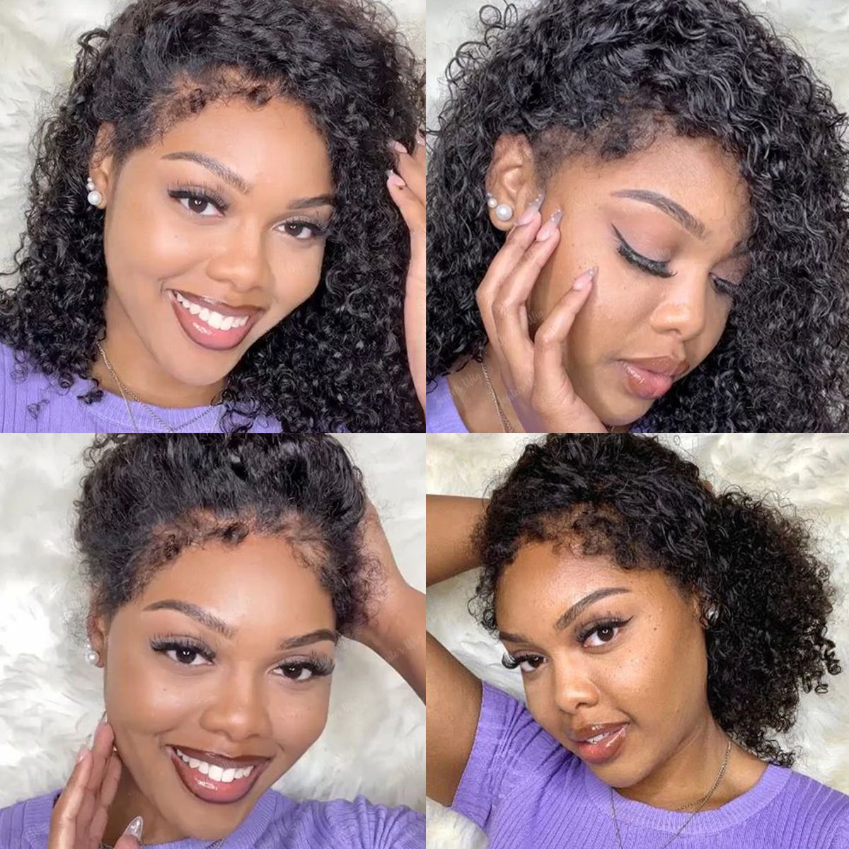 4C Edge Hairline Short Bob Curly 13x4 HD Lace Front Wig with Curly Edges Baby Hair Wigs 220% Density