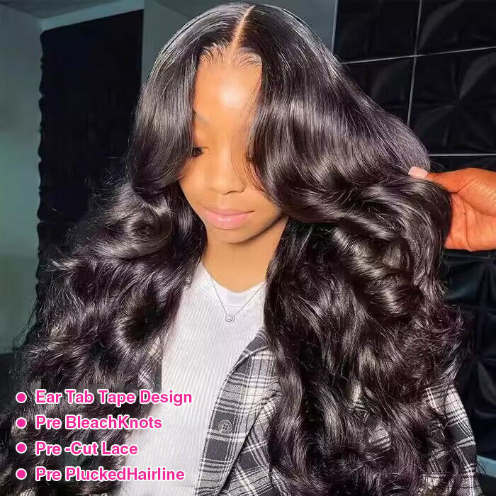 Pre-All everything,Pre Cut Pre Bleached,Pre Plucked Body Wave Glueless Wigs 13x4 Invisible HDLace Front Human Hair Wigs