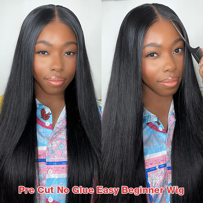 Body Wave 4x4 Pre-Cut Lace Wig Wear & Go Straight Human Hair Wig with Breathable Cap Deep Wave Glueless Wig Beginner Friendly