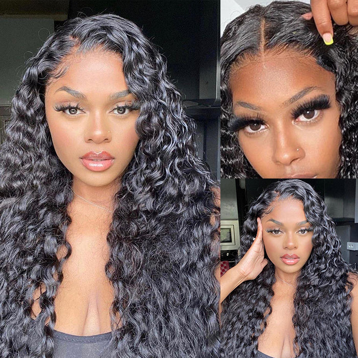 Wear & Go Upgrade 7X5 HD Lace Wig 13X4 Pre Cut Lace Deep Wave Human Hair Wig with Breathable Cap Beginner Glueless Wig