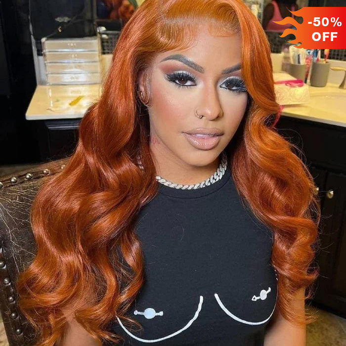 Ginger Orange Color Glueless 4X4/13x4 HD Lace Frontal Wig Body Wave Human Hair Wigs