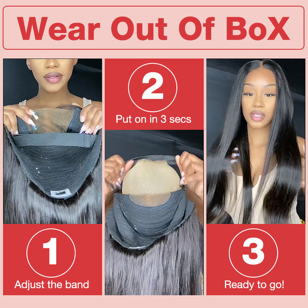Wear & Go Pre-Cut 6x4 HD Lace Wig Water Wave Human Hair Wig with Breathable Cap  Easy to Install