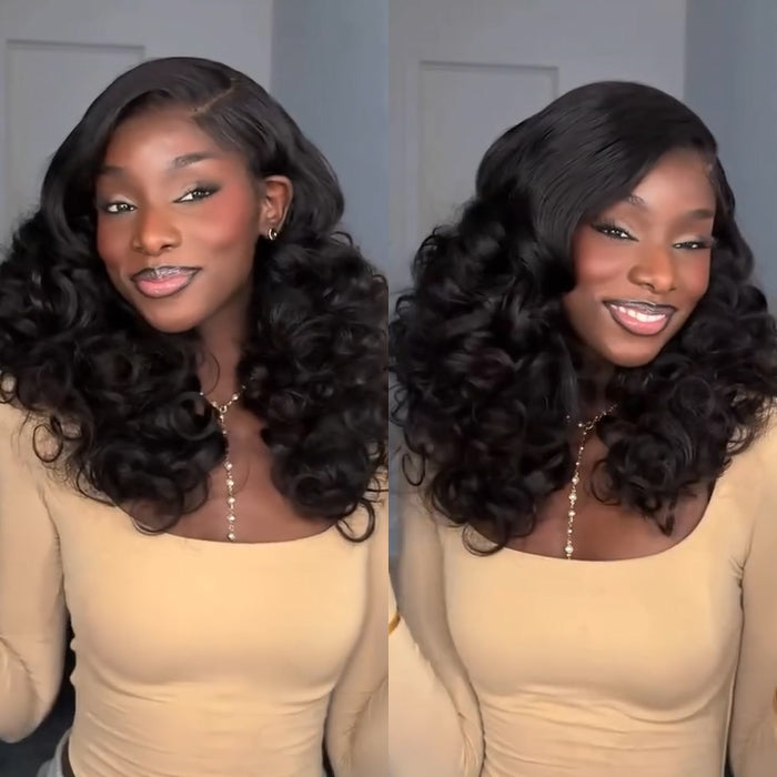 Bouncy & Fluffy Glueless Funmi Curly Luxurious Human Hair Wig Pre-Bleached Knots Pre-Cut Lace 8X5 13X6 Full HD Lace Thick Layered Wavy Wig