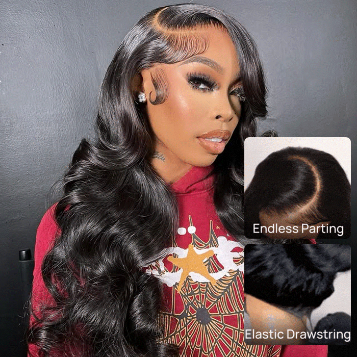 Pull Go Real Glueless Pre Cut 13x6 Full Lace Body Wave Wigs With Hidden Drawstring Pre Bleached Pre Cut HD Lace Human Hair Wig