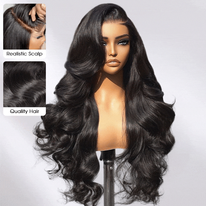 280% Luxury Density 13X6 Full HD Lace Body Wave Lace Frontal Wig Pre Bleached Pre Plucked Super Thick Human Hair Wig