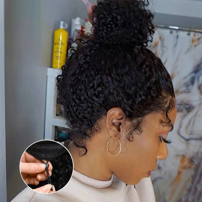 Pull & Go 4C Edges Curly Lace Frontal Wig Invisible HD Lace Human Hair Wig With Curly Natural Baby Hairline
