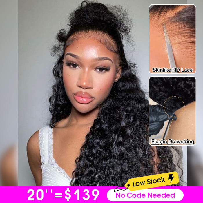 Pull Go Deep Wave Undetectable Skin Melt HD Lace 13x4 180% Human Hair Wig For Black Women
