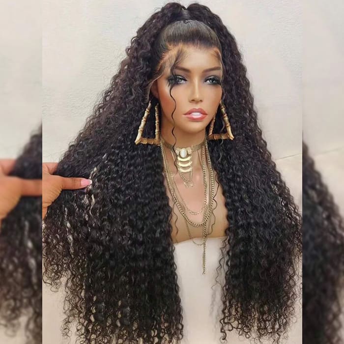 Pre All Everything Pre Bleached Pre Cut With Magic Tape HD Lace Curly Glueless Human Hair Wigs