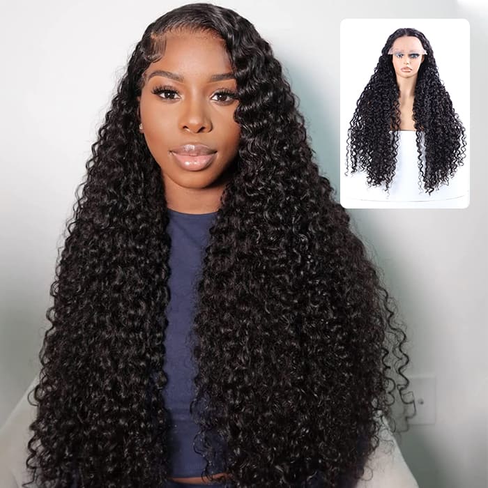 Pre All Everything Pre Bleached Pre Cut With Magic Tape HD Lace Curly Glueless Human Hair Wigs