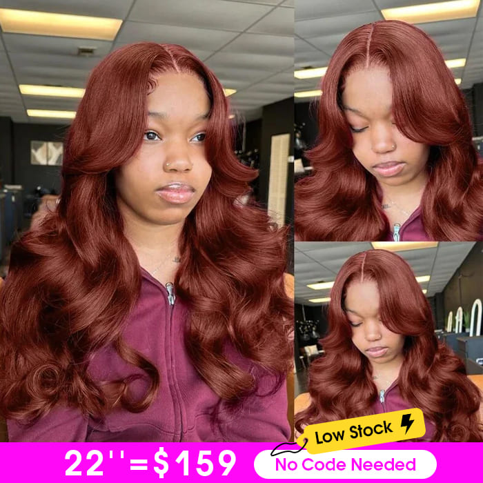 Flash Sale|Pre-All 13X6 Full Lace Reddish Brown 3D Body Wave Hair Pre Cut Pre Bleached Glueless Wig