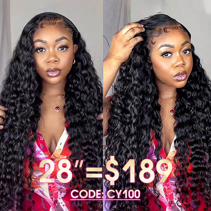 Long Lace Front Wig 22-36 Inch Deep Wave HD Lace Human Hair Wigs For Black Women