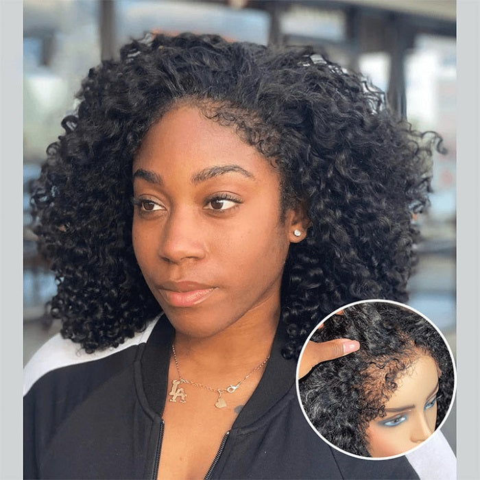 4C Edge Hairline丨Short Bob Curly 13x4 HD Lace Front Wig with Curly Edges Baby Hair Wigs 220% Density