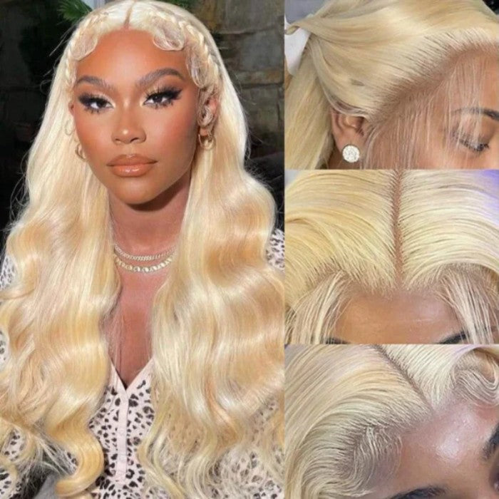 Pre Plucked 613 Blonde Human Hair Wig Body Wave 13x4 HD Glueless Honey Blonde Lace Front Wigs