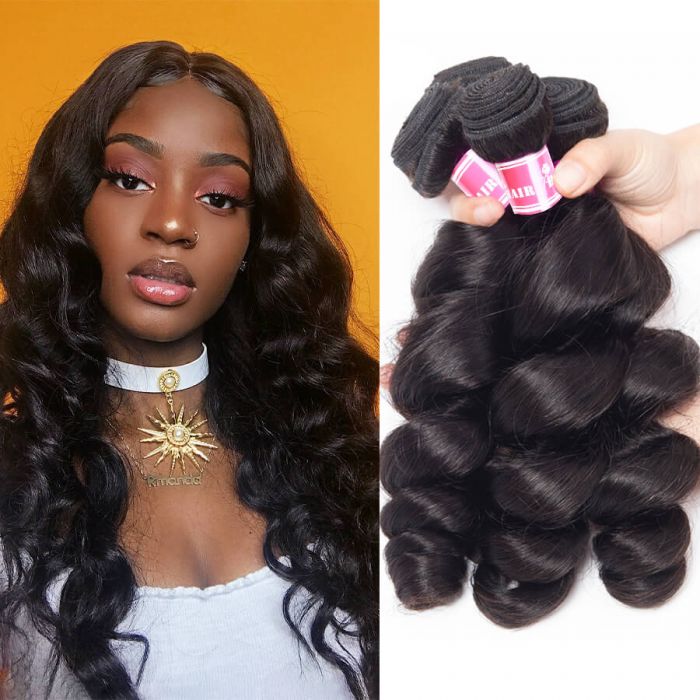 Brazilian Loose Wave 3 Bundles 100% Unprocessed Human Virgin Hair Weave