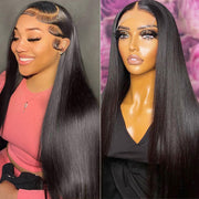 Straight 13x4 HD lace Frontal Wig With Baby Hair 220% Density Transparent Human Hair Wigs For Women