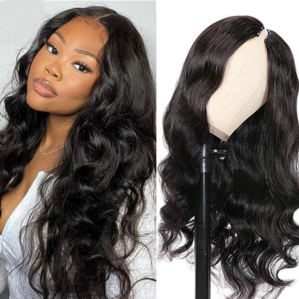 V Part Body Wave Human Hair Wigs Glueless Beginner Friendly Natural Wig