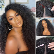 Beginner Friendly V Part Curly Wig No Leave Out Super Natural Human Hair Wigs