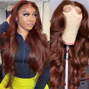 #33 Reddish Brown Body Wave 5x5 HD Lace Glueless Affordable Human Hair Wigs For Deep Skin Tones Lace Colored Wigs