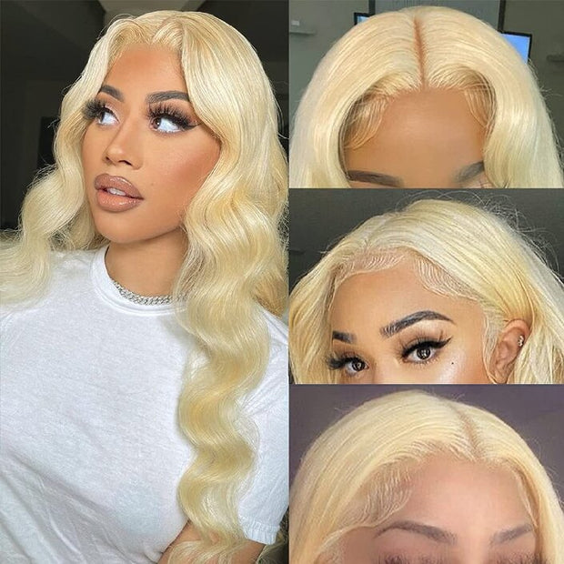 Colored 13x6 HD Lace Front Wig Transparent Pre Plucked Body 613 Blonde Lace Front Human Hair Wigs For Black Women