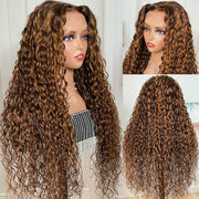 4/30 Jerry Curly Balayage Highlight Colored HD Lace Wigs 5x5/13x4 Lace Front Human Hair Wigs 180% Density