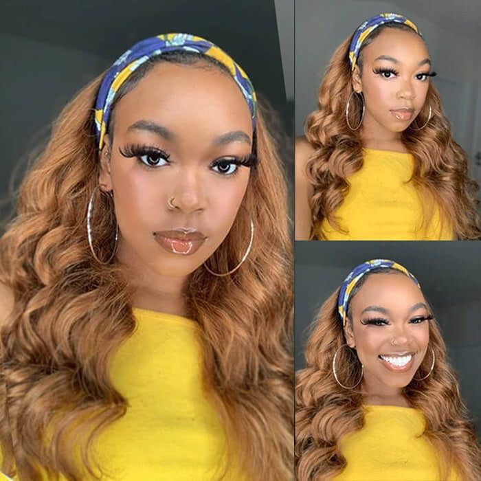 #27 #30 Ombre Body Wave Headband Wigs Human Hair Quick & Convenient Headband Color Wig
