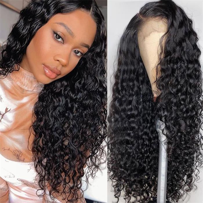 HD Lace Frontal Water Wave Wigs Human Hair Lace Wigs 180% Density