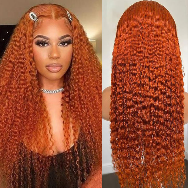 Orange Ginger Color 13x6 HD Lace Front Wigs Pre Plucked Human Hair Wig 150%-220% Density Remy Glueless Lace Wig for Women