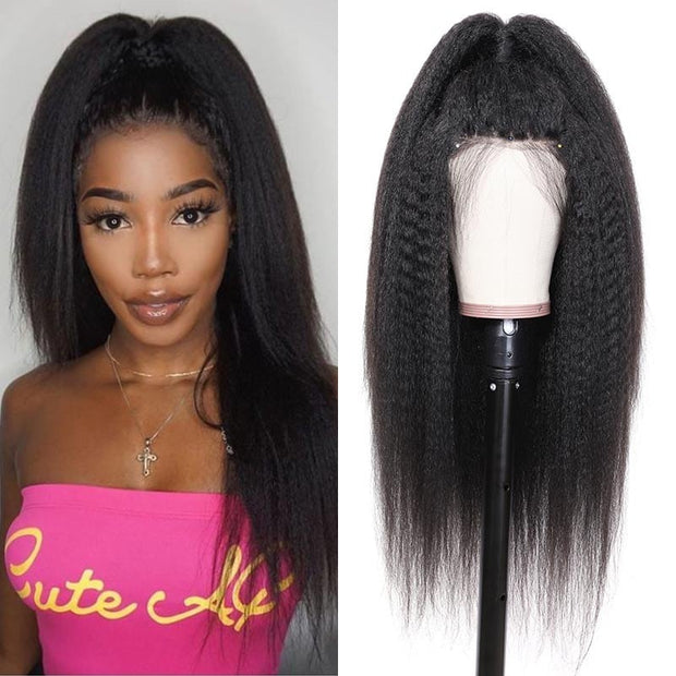 13x4/5x5 HD Lace Front Wig Kinky Straight Virgin Human Hair Wigs 220% Density For Women Pre Plucked With Baby Hair
