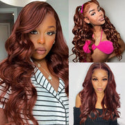 Skin Melt HD Lace Wigs #33 Reddish Brown Body Wave 13x4 Lace Front  Human Hair Wigs