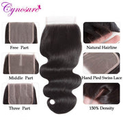 4x4 HD Lace Closure Brazilian Body Wave Hair Natural Color 100% Virgin Hair 10-20 Inch