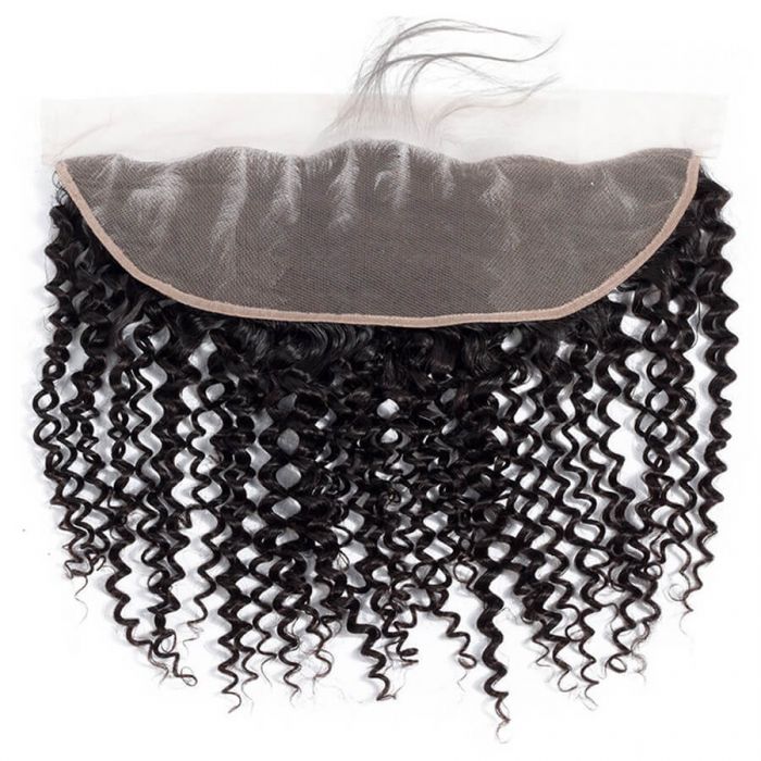 13x4 HD Transparent Lace Frontal Indian Hair Kinky Curly Human Virgin Hair Free Part 10-20 Inch