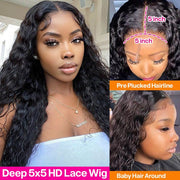 HD Transparent Lace 5x5 Closure Wig 14-32inch Natural Color Long Human Hair Wigs