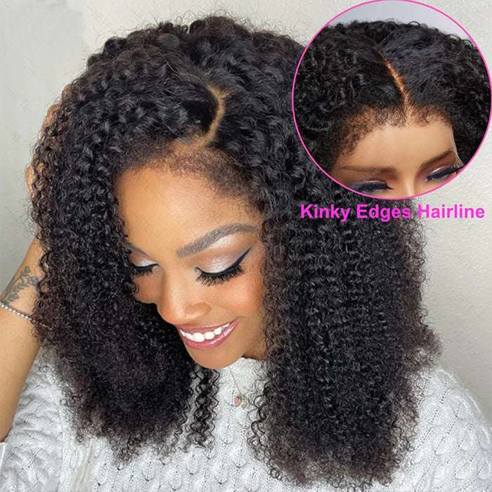 4C Edge Hairline丨Kinky Curly 13x4 HD Lace Front Wig with Curly Edges Baby Hair Wigs