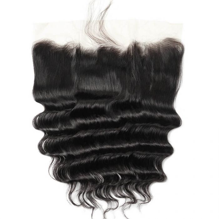 13x4 Transparent Lace Frontal Peruvian Hair Loose Deep Wave Human Virgin Hair 10-20 Inch