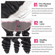Peruvian Hair 13x4 HD Transprent Lace Frontal Loose Wave 100% Virgin Remy Hair
