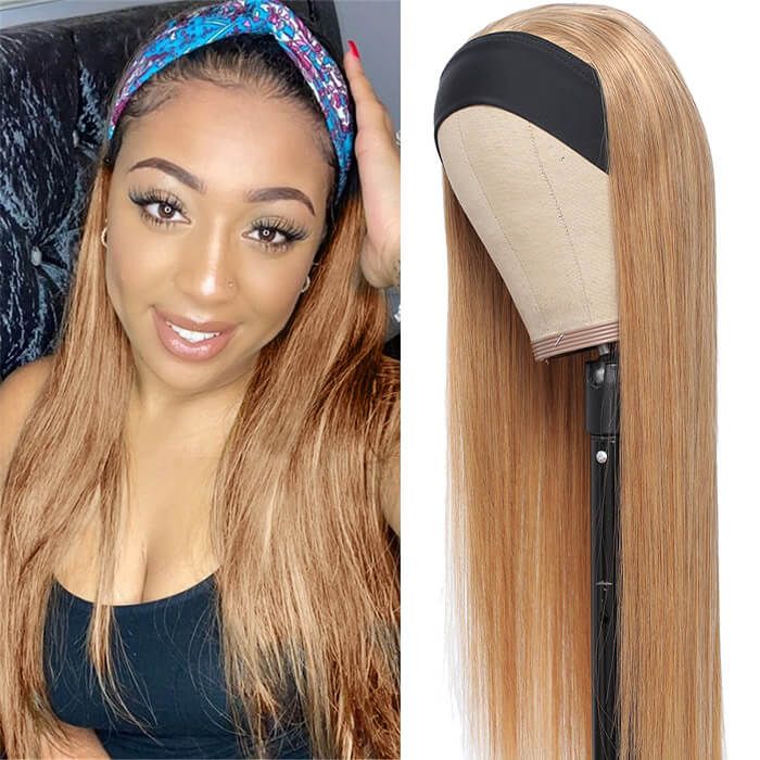 #27 Colored Headband Wig Straight Human Hair Wigs For Black Women