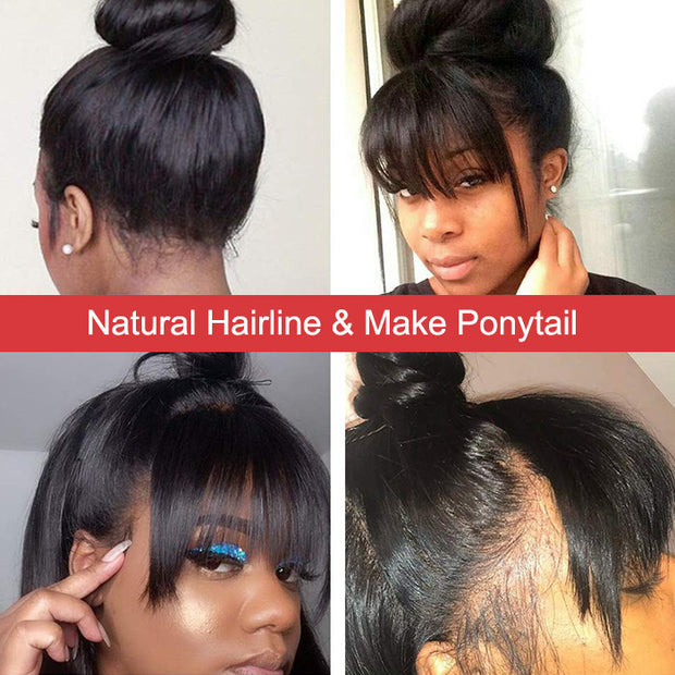 Clearance Sale| Glueless HD Lace Human Hair Wigs With Bangs Affordable Body Wave And Straight Hair Wigs