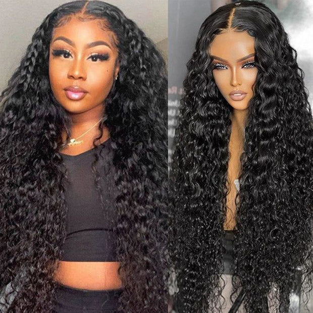Realistic HD Transparent Lace Water Wave Wig 13x4 Lace Front Human Hair Wigs Pre Plucked