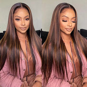 1B/30 Highlight Straight Human Hair Lace Front Wigs For Women 13x4/13x6 HD Transparent Lace Wig With Baby Hair