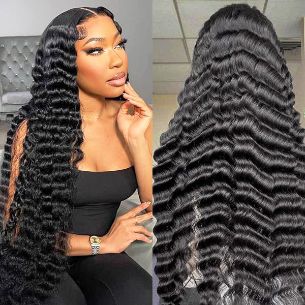 Bleached Knots 13x6 Full Lace Frontal Wigs Loose Deep Wave HD Lace Human Hair Wig