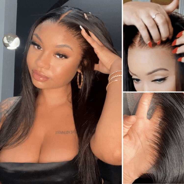 Pre-All 13X6 Glueless Pre Cut Pre Bleached,Pre Plucked Straight Wigs Invisible HD Lace Front Human Hair Wigs