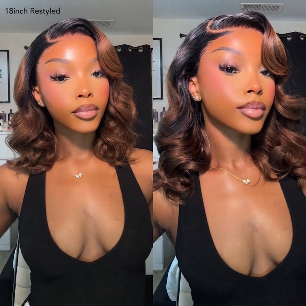 Body Wave Left C Part Glueless Wig Pre Plucked Pre Bleached Knots Pre Cut 8X5 HD Lace Front Human Hair Wigs
