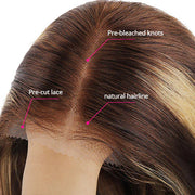 Pull Go 13X6 Pre Cut HD Lace Glueless 3D Body Wave Human Hair Wig With Hidden Drawstring #427 Highlight Lace Front Wig