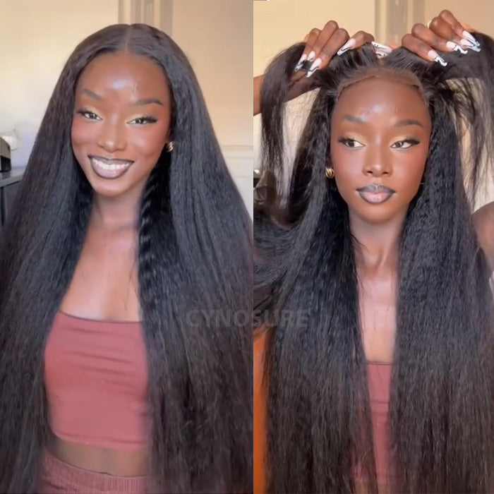 8x5 Pre-Cut HD Lace Wig Wear & Go Kinky Straight Human Hair Wig with Pre Plucked Beginner Wig