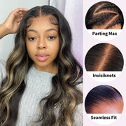 Pre All Everthing| Highlights 3D Body Wave Wig Glueless Pre Bleached Pre Cut HD Lace Wig