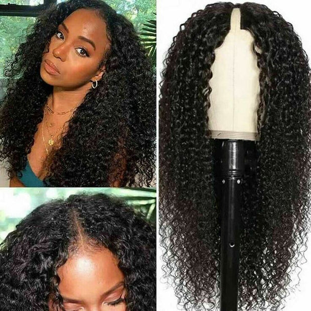 Clearance Sale|V Part Curly Human Hair Glueless Wig No Gel NO Leave Out Beginner Friendly