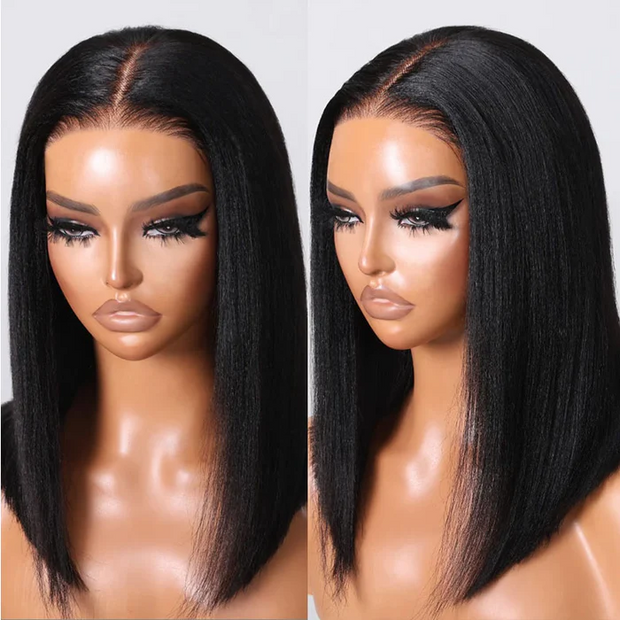 220% Straight Blunt Cut HD Lace Bob Wig Human Hair Wigs Pre Plucked Pre Bleached knots